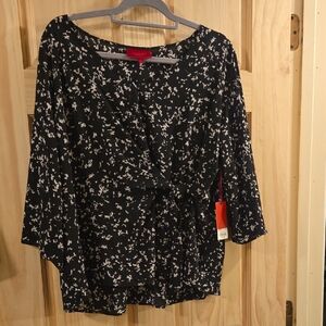 Jennifer Lopez Black Floral Women Top